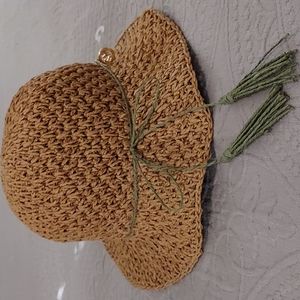 NWOT Steve Madden Tan/Natural Bucket Hat Tassel Accent W/Logo Charm